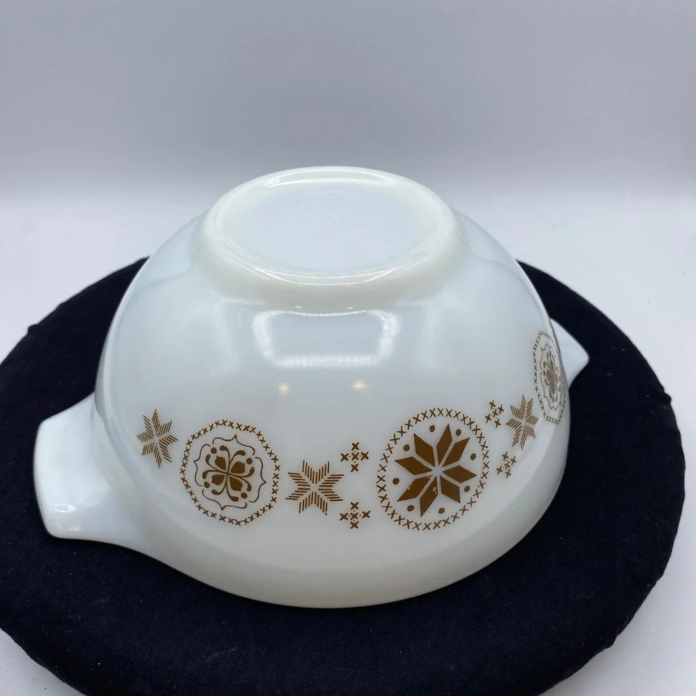 Vintage Pyrex Town Country 1.5 Qt Cinderella Mixing Bowl 442 Brown White Nesting
